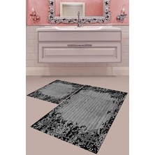 Mabeba Tekstil Dijital Baskı Yıkanabilir Kaymaz Taban Modern Banyo Paspası