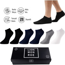Lion Monroe Saf Bambu Erkek Patik  Düz Kısa  Çorap Dikişsiz Premium Kutulu 6'lı L5952AZNP Softaura