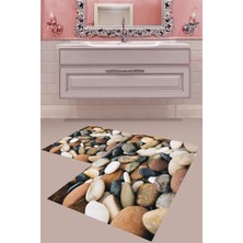 Mabeba Tekstil Dijital Baskı Yıkanabilir Kaymaz Taban Modern Banyo Paspası