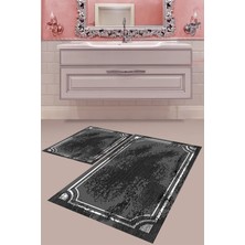 Mabeba Tekstil Dijital Baskı Yıkanabilir Kaymaz Taban Modern Banyo Paspası