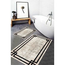 Mabeba Tekstil Dijital Baskı Yıkanabilir Kaymaz Taban Modern Banyo Paspası