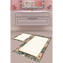 Mabeba Tekstil Dijital Baskı Yıkanabilir Kaymaz Taban Modern Banyo Paspası