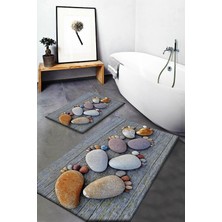 Mabeba Tekstil Dijital Baskı Yıkanabilir Kaymaz Taban Modern Banyo Paspası