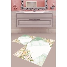 Mabeba Tekstil Dijital Baskı Yıkanabilir Kaymaz Taban Modern Banyo Paspası