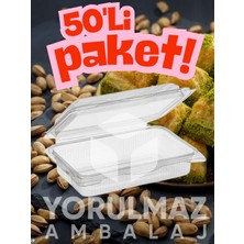 Yorulmaz Ambalaj 😊🍮🥮🟡250 gr Plastik Baklava Kabı – Kapaklı, Sızdırmaz, Şeffaf Tatlı Kutusu  50 ’ Li