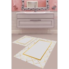 Mabeba Tekstil Dijital Baskı Yıkanabilir Kaymaz Taban Modern Banyo Paspası