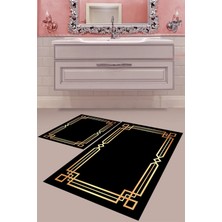 Mabeba Tekstil Dijital Baskı Yıkanabilir Kaymaz Taban Modern Banyo Paspası