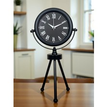 Twin Store Siyah Zarif Dekoratif Üç Ayaklı Metal Masa Saati