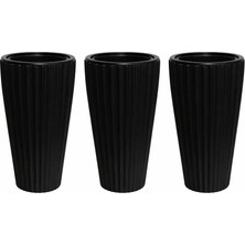 Omnipazar So-Lvt2 Lilyum Vazo Saksı Takımı Iç Kovalı 3 Adet 90 Litre No:2 Siyah