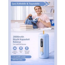 Deli VA10 Mavi Şarjlı Otomatik Elektrikli Kalemtıraş 2000MAH – 5 Kademe Uç Ayarlı, 6.9-12MM Jumbo Uyumlu, Type-C, Geniş Hazneli