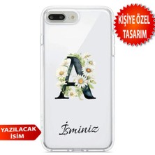 3gen Case Iphone 7 Plus & Iphone 8 Plus Uyumlu Kişiye Özel Isim ve Papatyalı Harf Eklenebilir Şeffaf Silikon Şeffaf