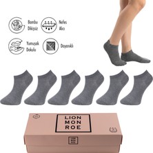 Lion Monroe Saf Bambu Kadın Patik Düz Kısa Çorap Dikişsiz Premium Kutulu 6'lı L5952AZNP Softaura