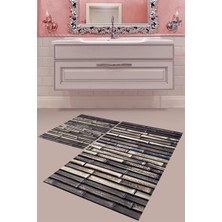 Mabeba Tekstil Dijital Baskı Yıkanabilir Kaymaz Taban Modern Banyo Paspası