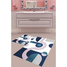 Mabeba Tekstil Dijital Baskı Yıkanabilir Kaymaz Taban Modern Banyo Paspası