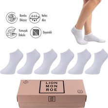 Lion Monroe Saf Bambu Kadın Patik Düz Kısa Çorap Dikişsiz Premium Kutulu 6'lı L5952AZNP Softaura