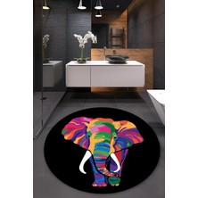Mabeba Tekstil Fil Desenli Yuvarlak Banyo Paspası