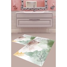 Mabeba Tekstil Dijital Baskı Yıkanabilir Kaymaz Taban Modern Banyo Paspası