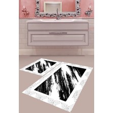 Mabeba Tekstil Dijital Baskı Yıkanabilir Kaymaz Taban Modern Banyo Paspası