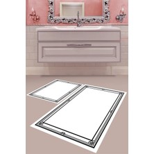 Mabeba Tekstil Dijital Baskı Yıkanabilir Kaymaz Taban Modern Banyo Paspası