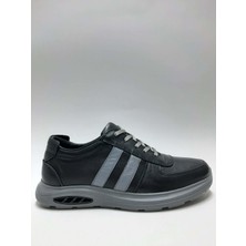 Veloce Hakiki Deri Bağcıklı Siyah Renk Rahat Casual Hafif Yazlık Erkek Ayakkabı C-89230147VLC