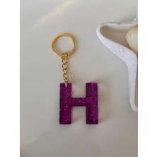 Hercy H Harfli Epoksi Reçine Anahtarlık | Harf Anahtarlık | Çanta Süsü