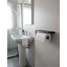 Dersel Dekor Modern Düzenleyici Antrasit Gri Duvar Raflı Havlukağıt Askılığı Metal Banyo Rafı ve Havluluk