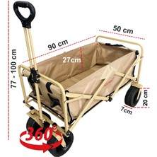 Nurcamp Kamp Arabası Masalı Katlanır Taşıma Büyük Vagon Pazar Alışveriş Arabası Frenli ve Geniş Tekerlekli