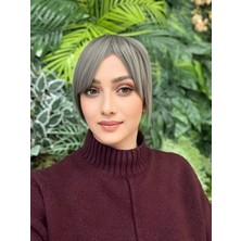 Aura Peruk Açık Gri Düz Perçemli Muhteşem Kısa Emma Modelimiz