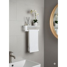 Dersel Dekor Modern Düzenleyici Mat Beyaz Duvar Raflı Havlukağıt Askılığı Metal Banyo Rafı ve Havluluk