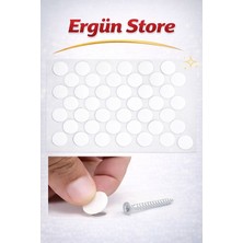 Ergün Store Yapışkanlı Yapıştırma Vida Tapası Tıpası Beyaz Vida Kapatıcı (50-100-200 Adet)