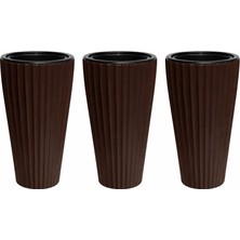Omnipazar So-Lvt2 3 Adet Lilyum Vazo Saksı Takımı Iç Kovalı 90 Litre No:2 Kahverengi