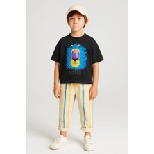 Minipeak Kids La'ciel Paris Pamuklu Antrasit Aslan Baskılı Takım