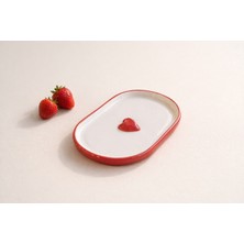 Pitaya Sanat Kalp Detaylı El Yapımı Seramik Sunum Tabağı