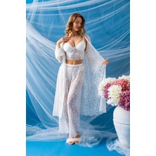 Akman Gallipoli 32334 Kadın Danteelli Sabahlık Bralet, Pantolon Takım