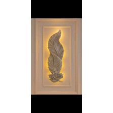 Aszen Buketli Yaprak Aplik Gümüş Renk Pilli Ebat (62×20) cm