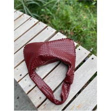 Kadın Bordo Milano Örgü Desen Omuz Çantası