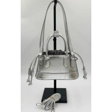 Kadın Çok Renkli Askılı Çanta Düz Renk Timsah Desen Büzgülü El Omuz Çantası