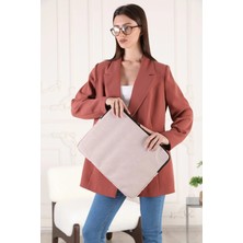 Bej Unisex 13-14-15.6-16 Inç Uyumlu Macbook Kılıf Notebook Laptop Çantası