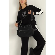 Kadın Siyah Bölmeli Günlük Seyahat El ve Omuz Çantası