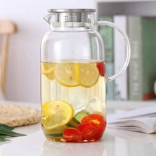 Meturas 1800ML Dayanıklı Vakumlu Cam Sürahi Metal Süzgeç ve Kapaklı