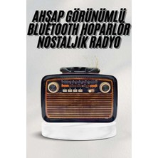 Herşeytrend Bluetooth Hoparlör Ahşap Renk Vintage Işıklı Nostaljik Radyo Fm Ahşap Görünümlü