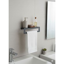 Dersel Dekor Modern Düzenleyici Antrasit Gri Mat Siyah Mat Beyaz Duvar Kapalı Raflı Havluluk Metal Banyo Rafı Havluluk Mutfak Metal