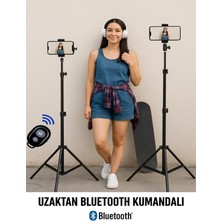 CAILON Bluetooth Kumandalı 210 cm Tripod Telefon Tutuculu Selfie Çubuğu Telefon, Kamera ve Lamba Tripodu