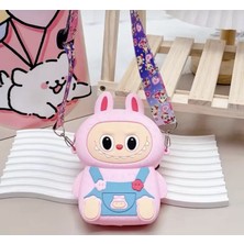 Labubu Kedi Kulaklı Silikon Çanta Cüzdan Kadın Genç Kız Çocuk Bebek 15X9 cm Hediyelik Ayarlı Askı