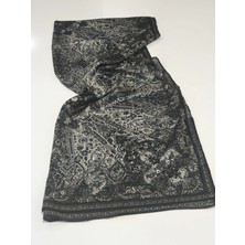 Diorel Etro  Vual Ipek Şal Etnik Desen Siyah Gri