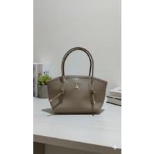 Kadın Vizon Minimalist Tasarım Zarif Gold Ikon Detaylı Modern Klasik Kol Omuz ve El Çantası