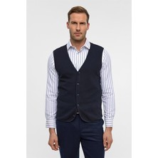 Süvari Lacivert Regular Fit V Yaka Triko Yelek Erkekler İçin Kapitone Tasarım