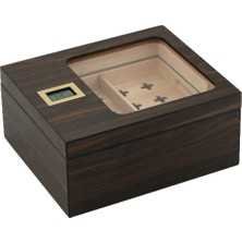 Falconetti Sedir Ağacı Kahverengi Iki Katlı Camlı Dijital Humidor Puro Kutusu RD65KHV