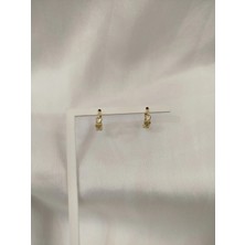 Generic 925 Ayar Gümüş Gold (Altın ) Renkli Zirkon Taşlı Kalpli Kadın Küpe -  Halka Model