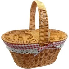 Herşeytrend Yuvarlak Kapaklı Hasır Piknik Sepeti
